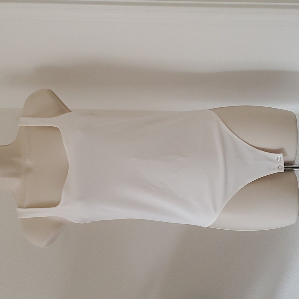 Express | Cream White Squareneck Thong BodySuit